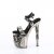 Pleaser RAPTURE-812-LT Plateau Sandaletten Leder Schwarz Silber