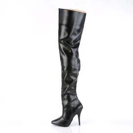 Pleaser SEDUCE-3010 Overknee Stiefel Kunstleder Schwarz
