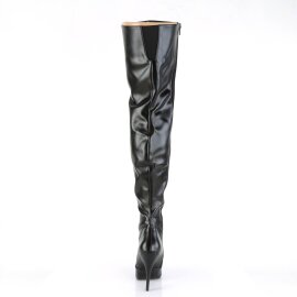 Pleaser SEDUCE-3010 Overknee Stiefel Kunstleder Schwarz