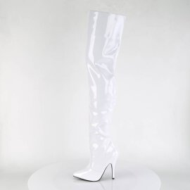 Pleaser SEDUCE-3010 Overknee Boots Patent White