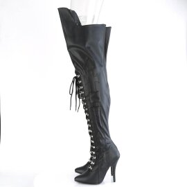Pleaser SEDUCE-3082 Overknee Stiefel Kunstleder Schwarz