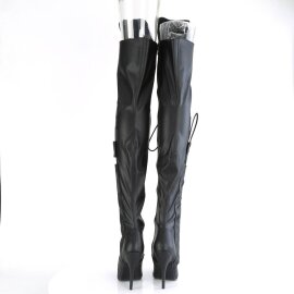 Pleaser SEDUCE-3082 Overknee Stiefel Kunstleder Schwarz