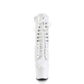 Pleaser SKY-1020 Plateau Ankle Boots Patent White
