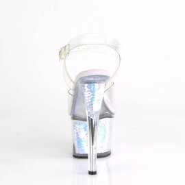 Pleaser SKY-308MC Plateau Ankle Boots Transparent Blue