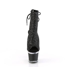 Pleaser SPECTATOR-1018G Plateau Ankle Boots Glitter Black