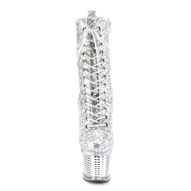 Pleaser SPECTATOR-1040G Plateau Stiefeletten Glitter Silber