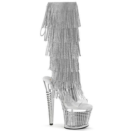 Pleaser SPECTATOR-2017RSF Plateau Stiefeletten Chrom Silber
