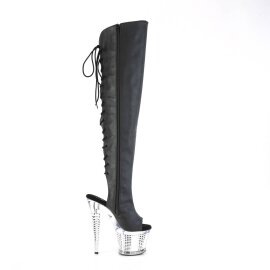 Pleaser SPECTATOR-3019 Plateau Overknee Stiefel Leder Chrom Schwarz