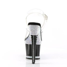 Pleaser SPECTATOR-708RS Plateau Sandaletten Strass Silber
