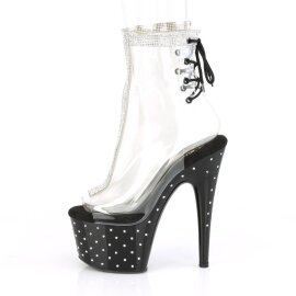 Pleaser STARDUST-1018C-2RS Plateau Stiefeletten Transparent Schwarz