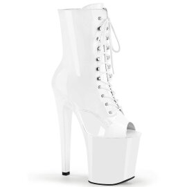 Pleaser XTREME-1021 Plateau Ankle Boots Patent White