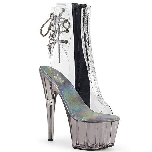 Pleaser ADORE-1018CT Plateau Stiefeletten Rauch Transparent EU-40 / US-10
