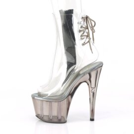 Pleaser ADORE-1018CT Plateau Stiefeletten Rauch Transparent EU-39 / US-9