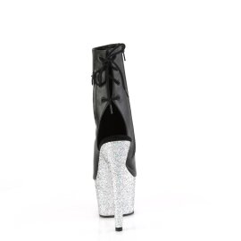 Pleaser ADORE-1018LG Plateau Stiefeletten Kunstleder Glitter Schwarz Silber EU-41 / US-11