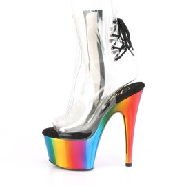 Pleaser ADORE-1018RC Plateau Stiefeletten Chrom Transparent Bunt EU-40 / US-10