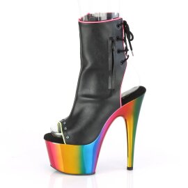 Pleaser ADORE-1018RC-02 Plateau Stiefeletten Kunstleder Chrom Schwarz Bunt EU-39 / US-9