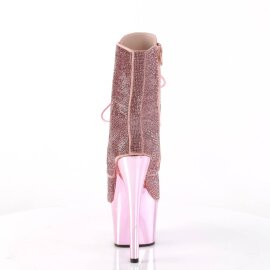Pleaser ADORE-1020CHRS Plateau Stiefeletten Strass Chrom Rosa EU-35 / US-5