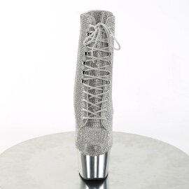 Pleaser ADORE-1020CHRS Plateau Stiefeletten Strass Chrom...