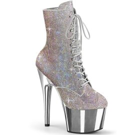 Pleaser ADORE-1020CHRS Plateau Stiefeletten Multi Strass...