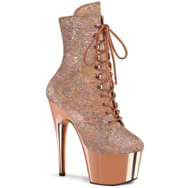 Pleaser ADORE-1020HM Plateau Stiefeletten Metallic Chrom...