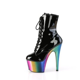 Pleaser ADORE-1020RC Plateau Stiefeletten Lack Chrom Schwarz Bunt EU-35 / US-5