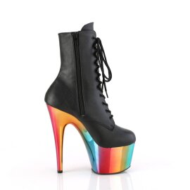 Pleaser ADORE-1020RC Plateau Stiefeletten Kunstleder Chrom Schwarz Bunt EU-36 / US-6