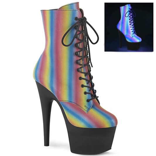 Pleaser ADORE-1020REFL-02 Plateau Stiefeletten Reflektion Bunt EU-36 / US-6