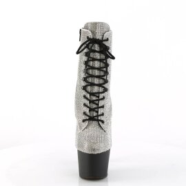 Pleaser ADORE-1020RS Plateau Stiefeletten Strass Silber...