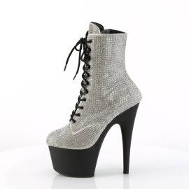 Pleaser ADORE-1020RS Plateau Stiefeletten Strass Silber EU-39 / US-9