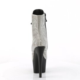 Pleaser ADORE-1020RS Plateau Stiefeletten Strass Silber EU-39 / US-9