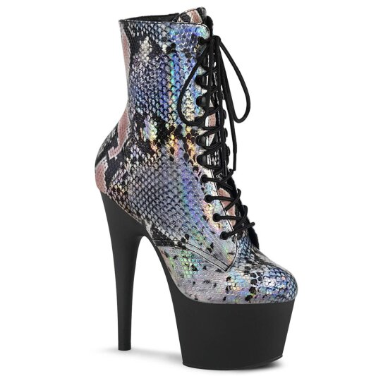 Pleaser ADORE-1020SP Plateau Stiefeletten Holo Snake Silber Bunt EU-37 / US-7