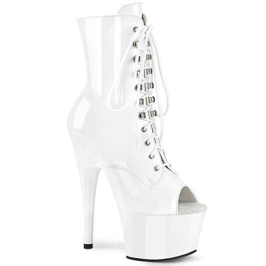 Pleaser ADORE-1021 Plateau Stiefeletten Lack Weiß EU-36 / US-6