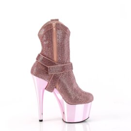Pleaser ADORE-1029CHRS Plateau Stiefeletten Strass Chrom Rosa EU-39 / US-9