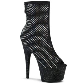 Pleaser ADORE-1031GM Plateau Stiefeletten Strass Mesh...