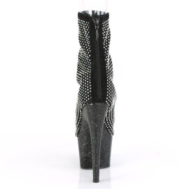 Pleaser ADORE-1031GM Plateau Stiefeletten Strass Mesh Schwarz EU-36 / US-6