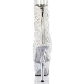 Pleaser ADORE-1031GM Plateau Stiefeletten Mesh Strass Weiß EU-42 / US-12