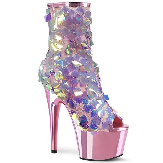 Pleaser ADORE-1031SSQ Plateau Stiefeletten Pailetten Chrom Rosa EU-40 / US-10
