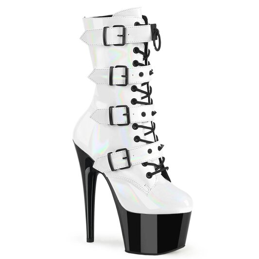 Pleaser ADORE-1046TT Plateau Stiefeletten Lack Weiß EU-37 / US-7