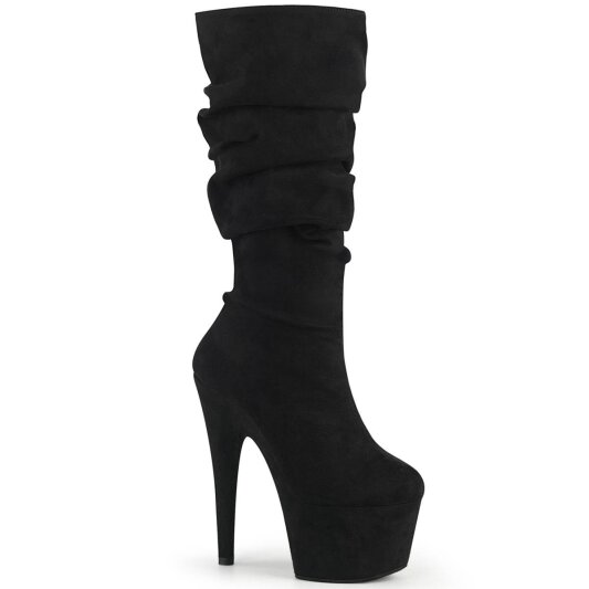 Pleaser ADORE-1061 Plateau Kniestiefel künstliches Wildleder Schwarz EU-36 / US-6