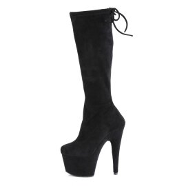 Pleaser ADORE-2008 Plateau Kniestiefel künstliches Wildleder Schwarz EU-41 / US-11