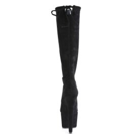Pleaser ADORE-2008 Plateau Kniestiefel künstliches Wildleder Schwarz EU-41 / US-11