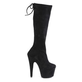 Pleaser ADORE-2008 Plateau Kniestiefel künstliches Wildleder Schwarz EU-41 / US-11