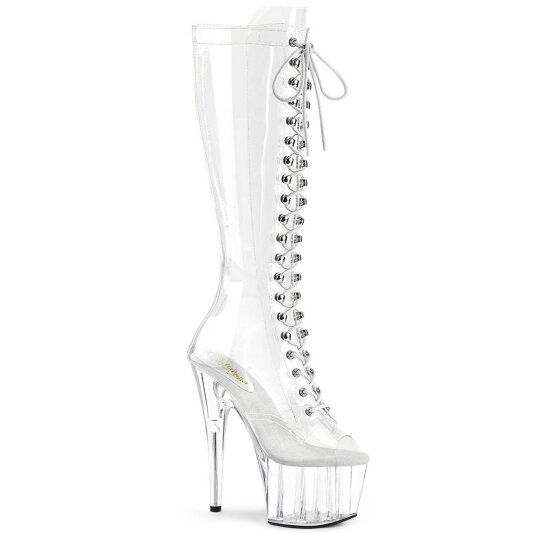 Pleaser ADORE-2021C Plateau Kniestiefel Transparent EU-36 / US-6