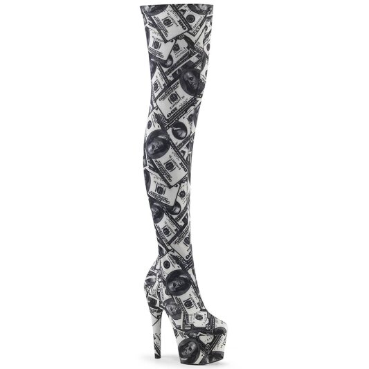 Pleaser ADORE-3000DP Plateau Overknee Stiefel Schwarz Weiß EU-35 / US-5