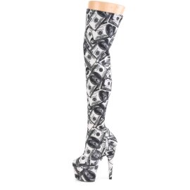 Pleaser ADORE-3000DP Plateau Overknee Stiefel Schwarz Weiß EU-35 / US-5