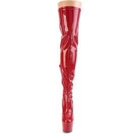 Pleaser ADORE-3000HWR Plateau Overknee Stiefel Holo Rot...