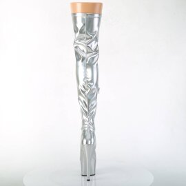 Pleaser ADORE-3000HWR Plateau Overknee Stiefel Holo Silber EU-41 / US-11