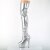 Pleaser ADORE-3000HWR Plateau Overknee Stiefel Holo Silber EU-41 / US-11