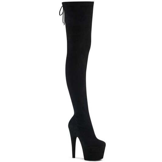 Pleaser ADORE-3008 Plateau Overknee Stiefel künstliches Wildleder Schwarz EU-35 / US-5