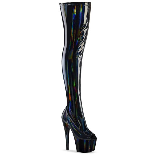 Pleaser ADORE-3011HWR Plateau Overknee Stiefel Holo Schwarz EU-42 / US-12